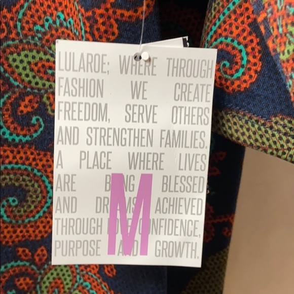 LULAROE Irma Top M, NWT, Navy with orange floral - Picture 3 of 7